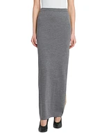 Two-Tone Wool Maxi Skirt