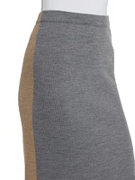 Two-Tone Wool Maxi Skirt