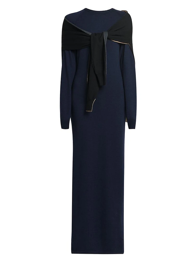 Tie-Front Wool Cardigan Maxi Dress