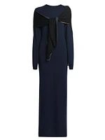 Tie-Front Wool Cardigan Maxi Dress