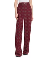 Geometric Silk High-Rise Trousers