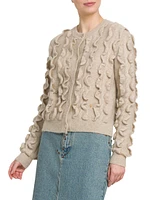 Frill Mohair-Wool Blend Cardigan