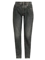 Faded Tapered Mid-Rise Jeans