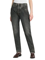 Faded Tapered Mid-Rise Jeans