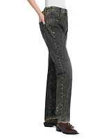 Faded Tapered Mid-Rise Jeans