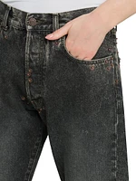 Faded Tapered Mid-Rise Jeans