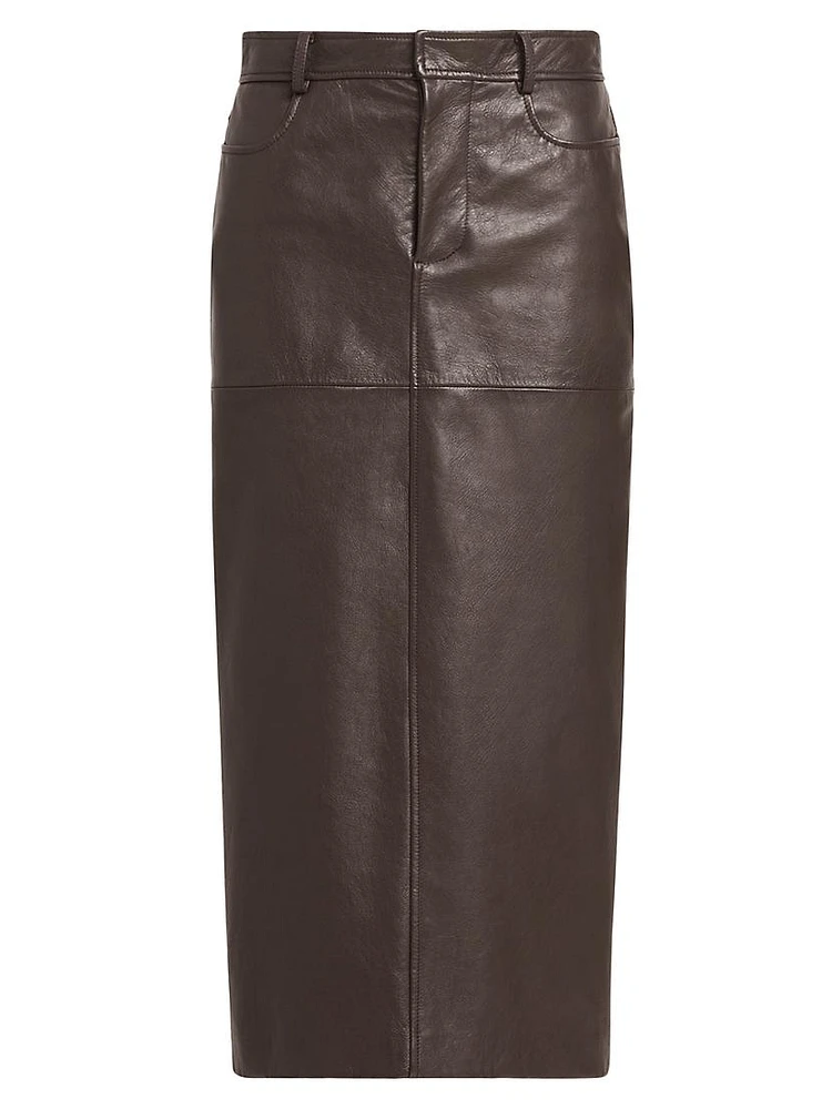 Leather Pencil Midi-Skirt