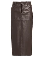 Leather Pencil Midi-Skirt