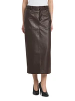 Leather Pencil Midi-Skirt