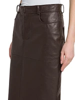 Leather Pencil Midi-Skirt