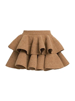 Shetland Wool Ruffle Miniskirt