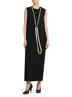 Faux Pearl Necklace Crêpe Maxi Dress