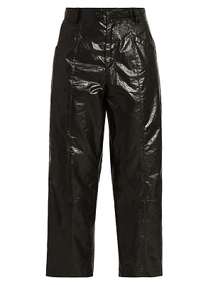 Aude Faux-Leather Straight-Leg Crop Pants