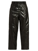 Aude Faux-Leather Straight-Leg Crop Pants