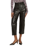 Aude Faux-Leather Straight-Leg Crop Pants