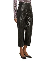 Aude Faux-Leather Straight-Leg Crop Pants