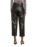 Aude Faux-Leather Straight-Leg Crop Pants