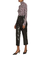 Aude Faux-Leather Straight-Leg Crop Pants