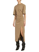 Lexia Gathered Cotton T-Shirt Midi-Dress