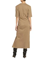 Lexia Gathered Cotton T-Shirt Midi-Dress