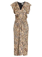 Lyndsay Animal-Print Ruched Midi-Dress