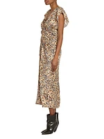 Lyndsay Animal-Print Ruched Midi-Dress