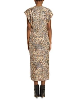 Lyndsay Animal-Print Ruched Midi-Dress