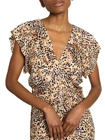 Lyndsay Animal-Print Ruched Midi-Dress