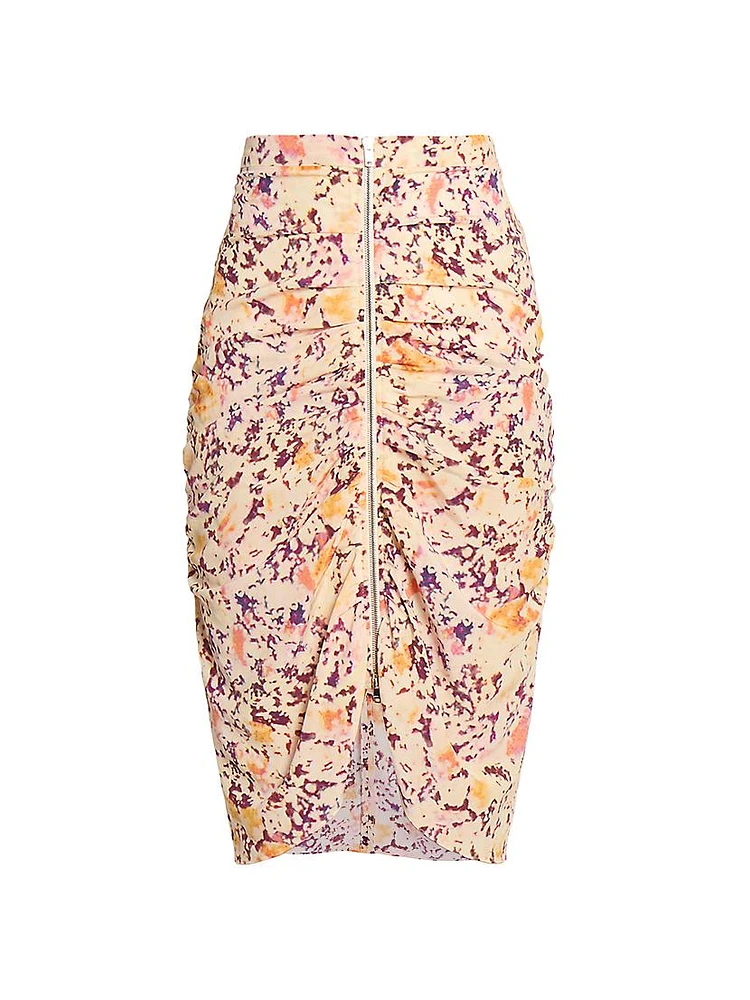 Hozana Printed Silk-Blend Ruched Midi-Skirt