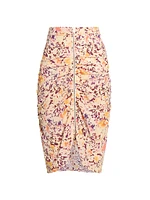 Hozana Printed Silk-Blend Ruched Midi-Skirt