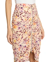 Hozana Printed Silk-Blend Ruched Midi-Skirt