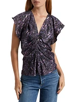 Lonea Animal-Print Ruched Blouse