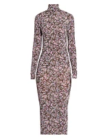 Vanessa Floral Jersey Turtleneck Dress