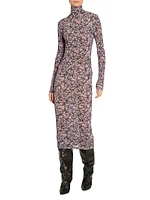 Vanessa Floral Jersey Turtleneck Dress