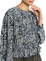 Gelina Printed Silk-Blend Blouse