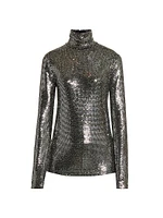 Joyela Sequin-Embellished Mock Turtleneck Top