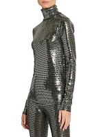 Joyela Sequin-Embellished Mock Turtleneck Top