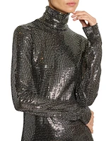 Joyela Sequin-Embellished Mock Turtleneck Top