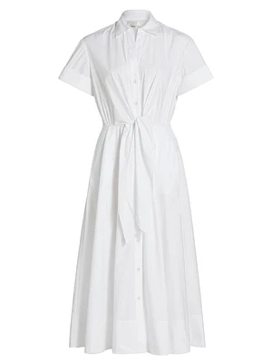 Asbury Cotton Poplin Tie-Waist Shirtdress