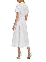 Asbury Cotton Poplin Tie-Waist Shirtdress