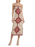 Rome Mandala Strapless Midi-Dress