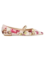 Emilia Floral Jacquard Mary Jane Flats