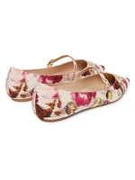 Emilia Floral Jacquard Mary Jane Flats