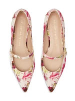 Emilia Floral Jacquard Mary Jane Flats