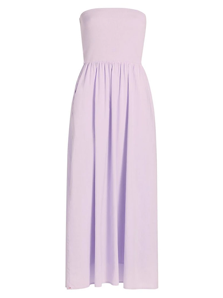 Finnian Strapless Cotton Fit & Flare Midi-Dress