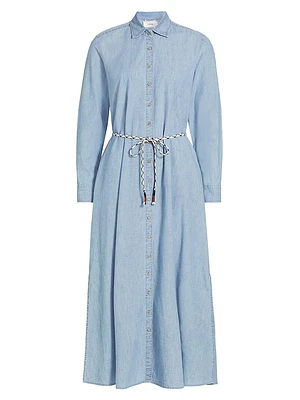 Bowen Denim Tie-Waist Shirtdress