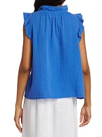 Bex Cotton Ruffle V-Neck Top