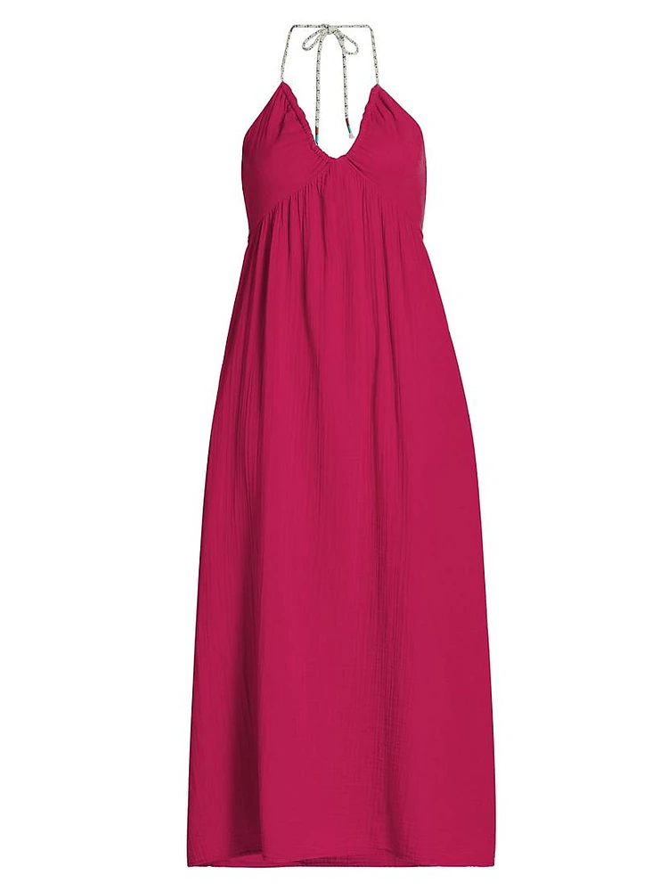 Maggie Cotton Halterneck Midi-Dress