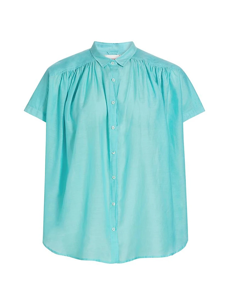 Paxton Cotton-Silk Short-Sleeve Blouse