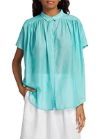 Paxton Cotton-Silk Short-Sleeve Blouse